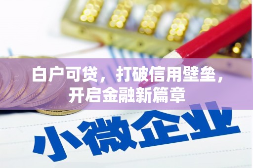 八步白户可贷，打破信用壁垒，开启金融新篇章