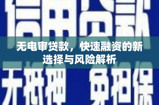 八步无电审贷款，快速融资的新选择与风险解析