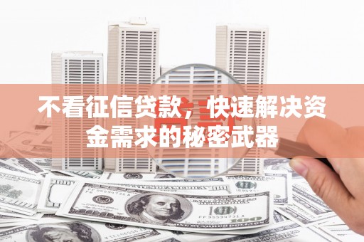八步不看征信贷款，快速解决资金需求的秘密武器